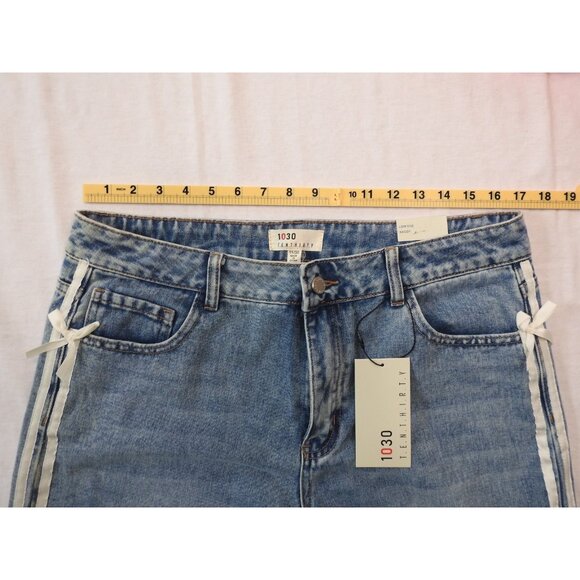 New Women's Wide Leg Jeans White Ribbon Bow Accent Sz 11 30 TenThirty - Picture 3 of 12
